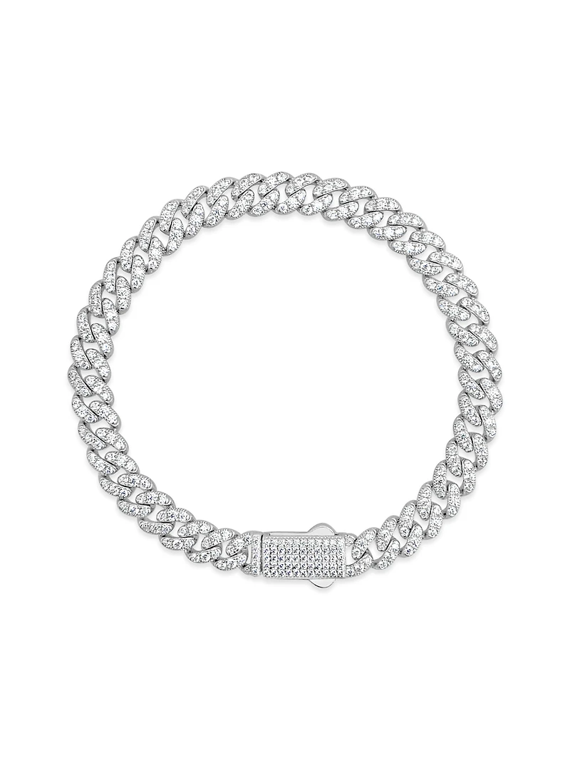 Sterling Silver Cubic Zirconia Cuban link Bracelet 155082