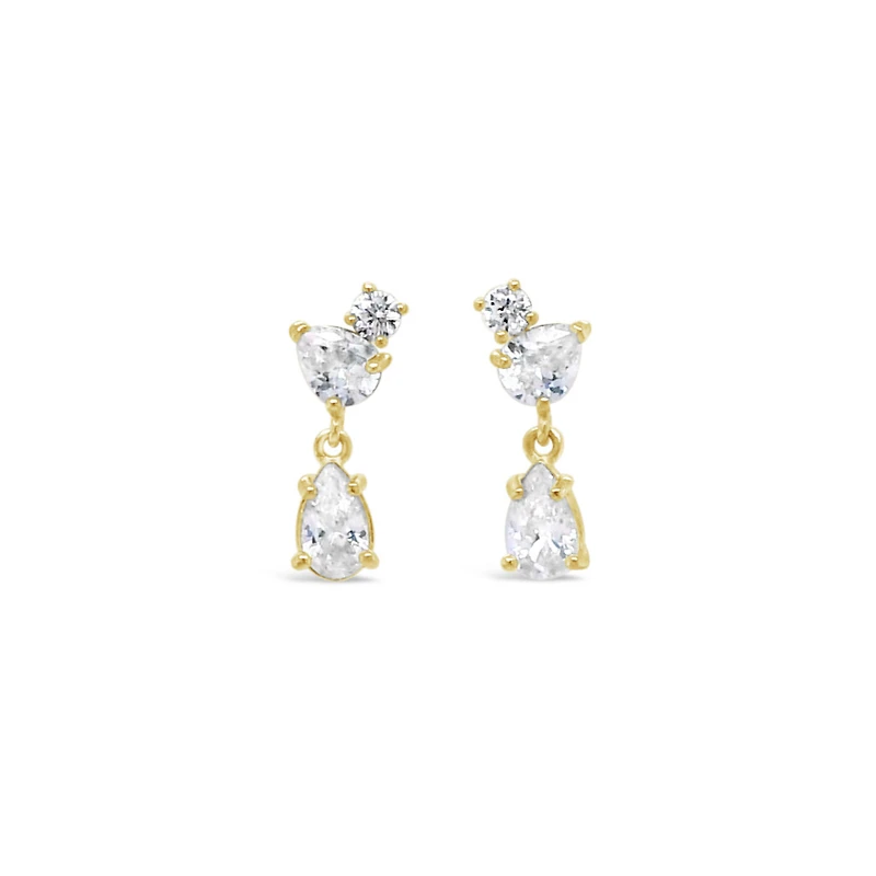 10k Yellow Gold Cubic Zirconia Tear Drop Earrings 155646