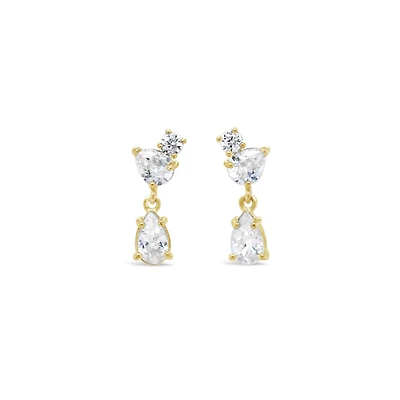 10k Yellow Gold Cubic Zirconia Tear Drop Earrings 155646