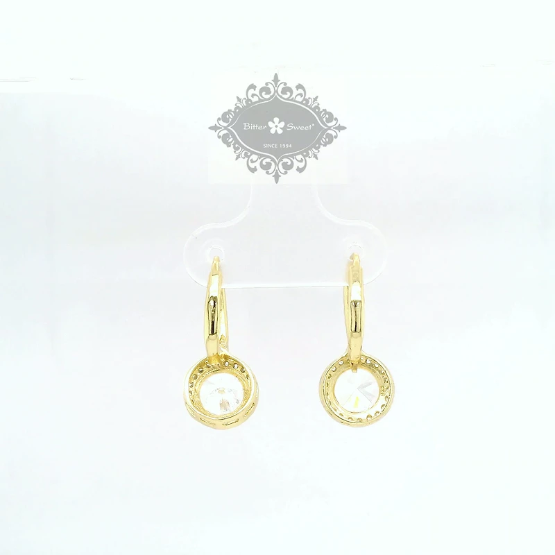 Gold Plated Sterling Silver Cubic Zirconia Round Outline Earrings 154841