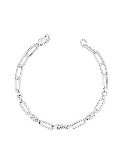 Sterling Silver Cubic Zirconia Link Bracelet 155303