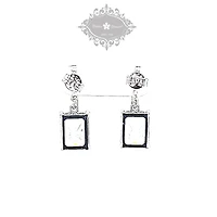 Sterling Silver Radiant Cubic Zirconia Drop Earrings 147700