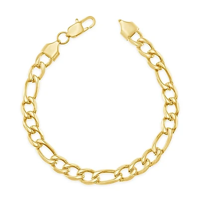 Stainless Steel Gold 7mm Figaro Bracelet 148742