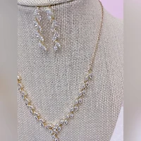 Bridal Gold Cubic Zirconia Necklace & Earrings Set