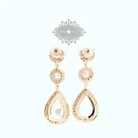 Bridal  Rose Gold Tear Drop Halo  Cubic Zirconia Earrings 155159