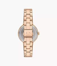 Armani Exchange Two-Hand Rose Gold-Tone Stainless Steel Watch 154355