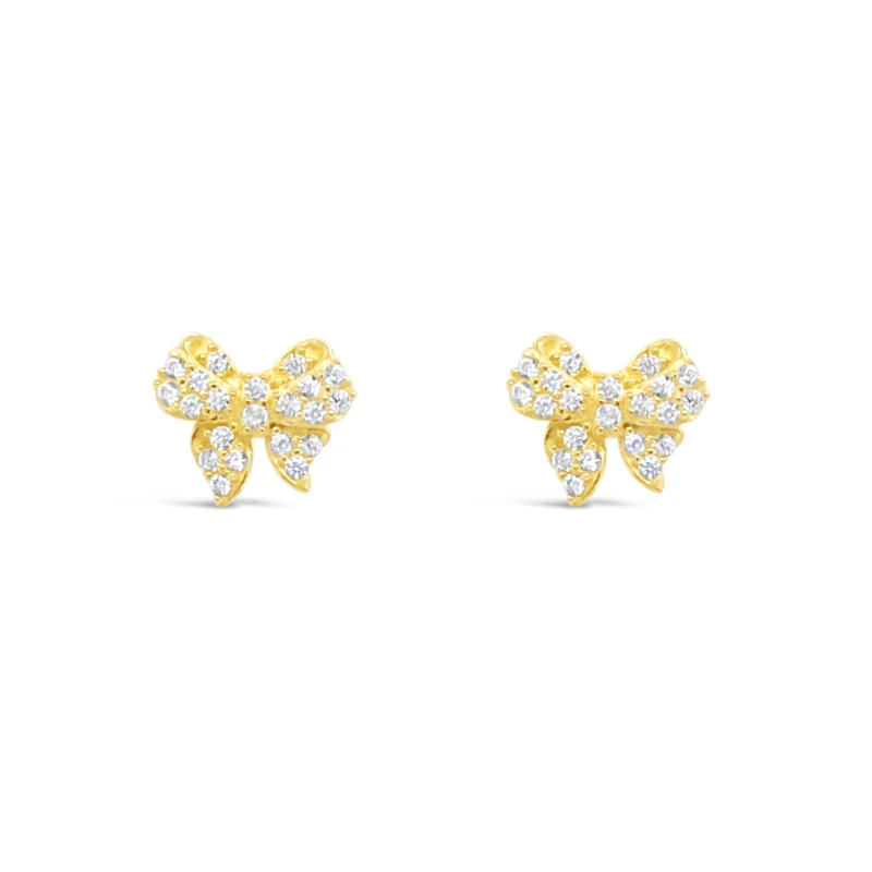 10k Yellow Gold Cubic Zirconia Bow Studs Earrings 155641