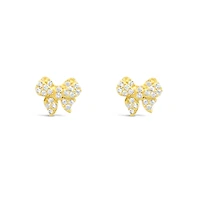 10k Yellow Gold Cubic Zirconia Bow Studs Earrings 155641