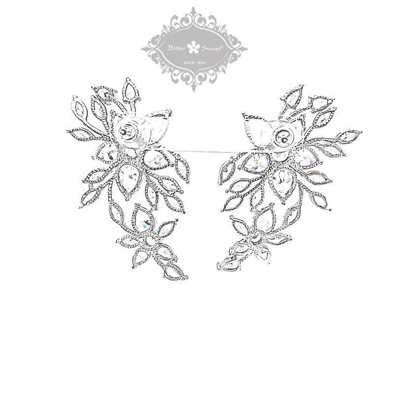 Bridal Flower Cubic Zirconia Earrings