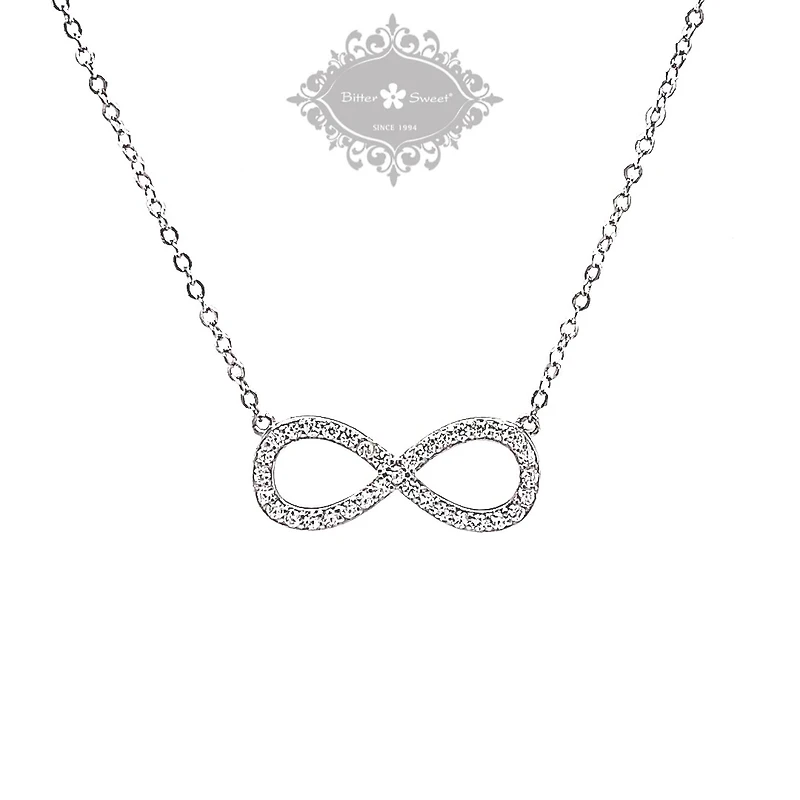 Sterling Silver Cubic Zirconia Infinity Necklace 151229