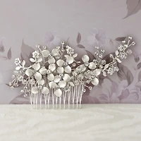 Bridal Silver Flower Hair Comb 125943