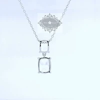Sterling Silver Cushion  8x10mm Cubic  Zirconia Necklace 155485
