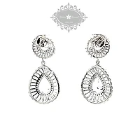 Bridal Silver Cubic Zirconia Tear Drop Earrings 127861