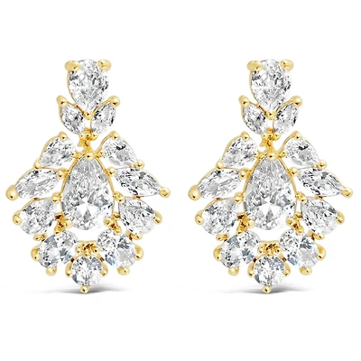 Bridal  Gold Tear Drop Jewel Cubic Zirconia Earrings 155178