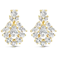 Bridal  Gold Tear Drop Jewel Cubic Zirconia Earrings 155178