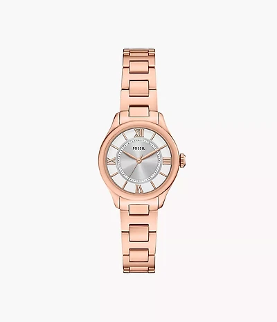 Fossil Gilmore Three-Hand Rose Gold-Tone Stainless Steel Watch 155362