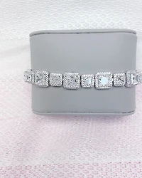 Sterling Silver Square Cubic Zirconia Tennis Bracelet 125090