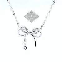 Sterling Silver Bow Cubic Zirconia Necklace 153079