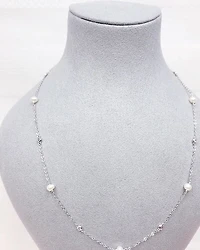 Sterling Silver Cubic Zirconia Pearl Necklace 152274
