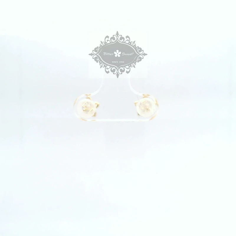 10k Yellow Gold Cubic Zirconia Flower Studs Earrings 155639