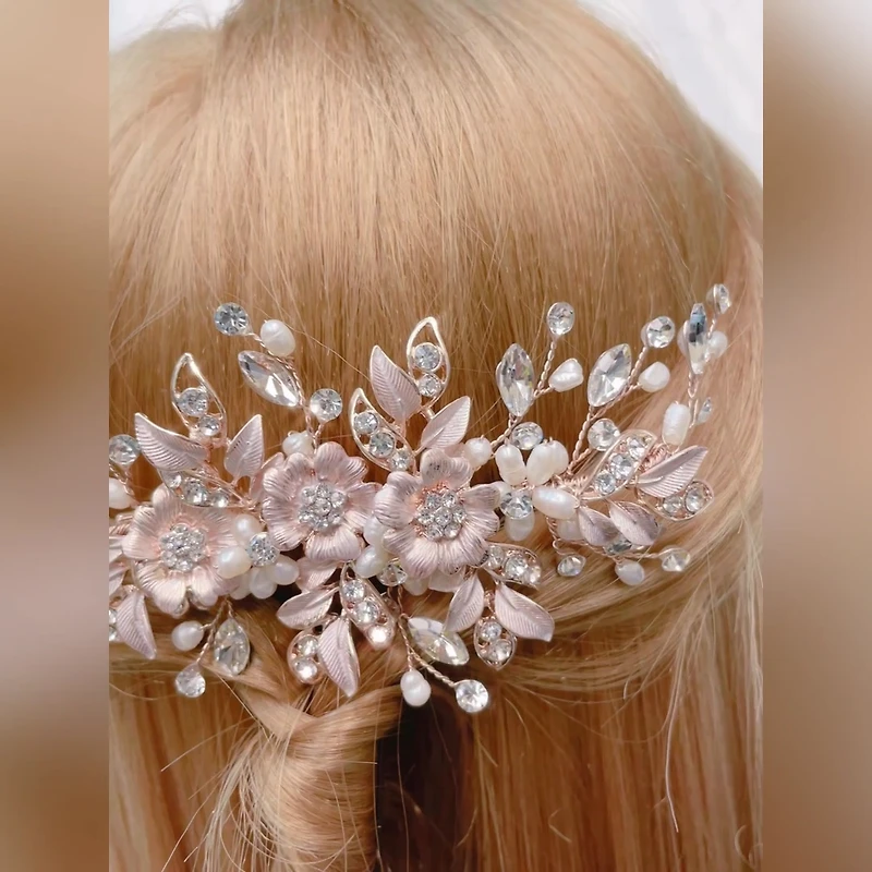 Bridal Flower Wire Rosegold Hairclip 146378