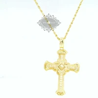 Yellow Gold Plated Sterling Silver Cubic Zirconia Cross Pendent Necklace