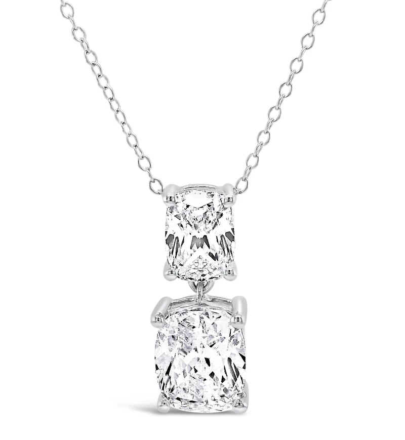 Sterling Silver Cushion  8x10mm Cubic  Zirconia Necklace 155485