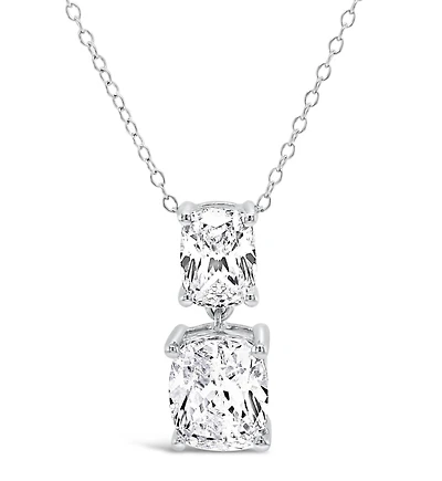 Sterling Silver Cushion 8x10mm Cubic Zirconia Necklace 155485