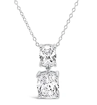 Sterling Silver Cushion  8x10mm Cubic  Zirconia Necklace 155485