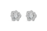 Sterling Silver Heart Cubic Zirconia Flower Earrings 151974