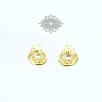 Yellow Gold Plated Sterling Silver  Round  Twist Cubic Zirconia Earrings 155051
