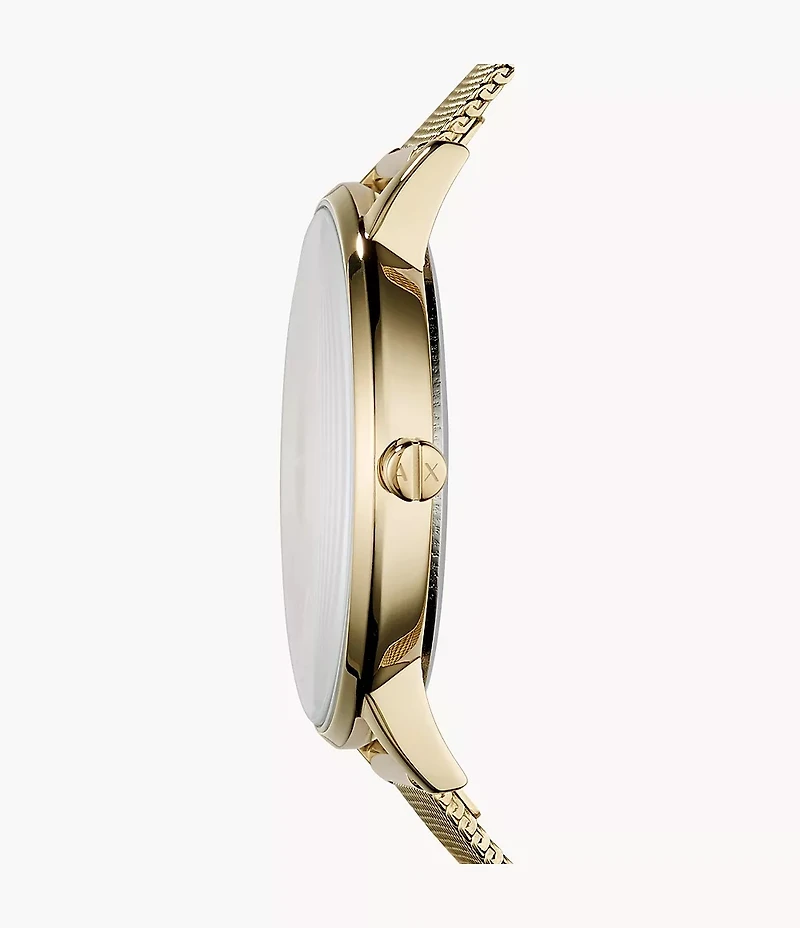 Armani Exchange Three-Hand Gold Mesh Steel Watch 154680