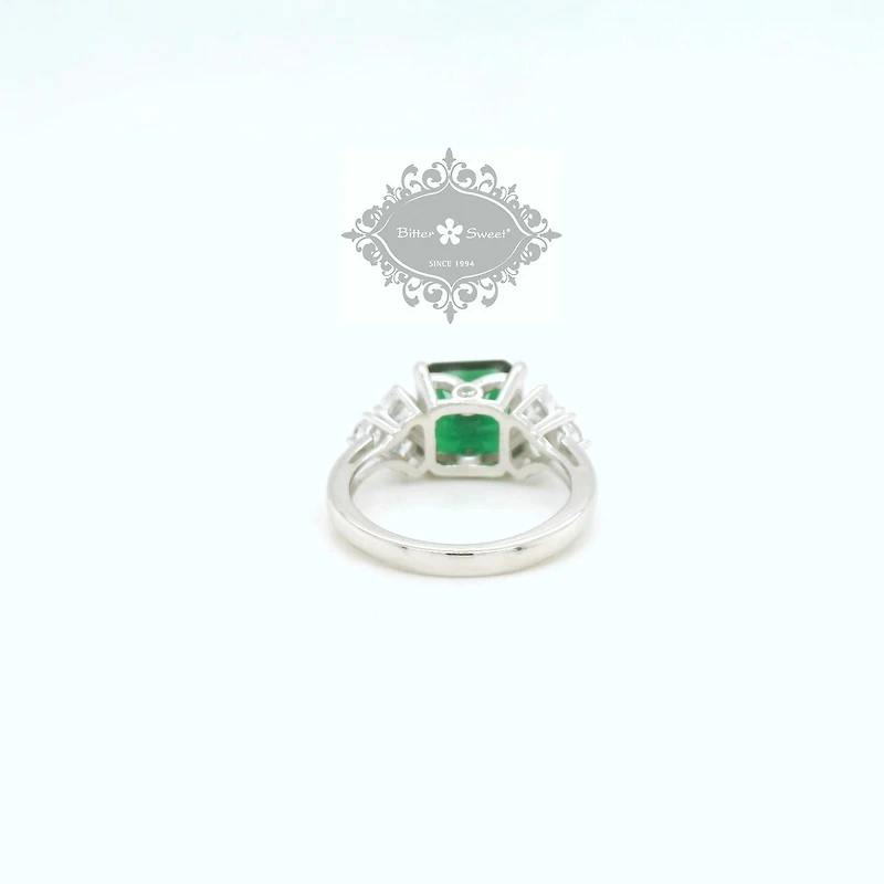 Sterling Silver Emerald Cubic Zirconia Ring 153438