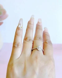 Sterling Silver Cubic Zirconia Tear Drop Ring