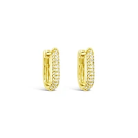 Gold Plated Sterling Silver Pave Cubic Zirconia U shape Huggies 154828