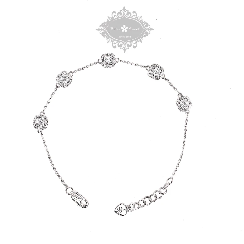 Sterling Silver Cubic Zirconia Square Bracelet 146679