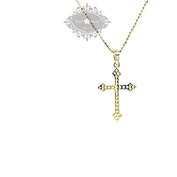 Gold Plated Sterling Silver Cubic Zirconia Cross Necklace
