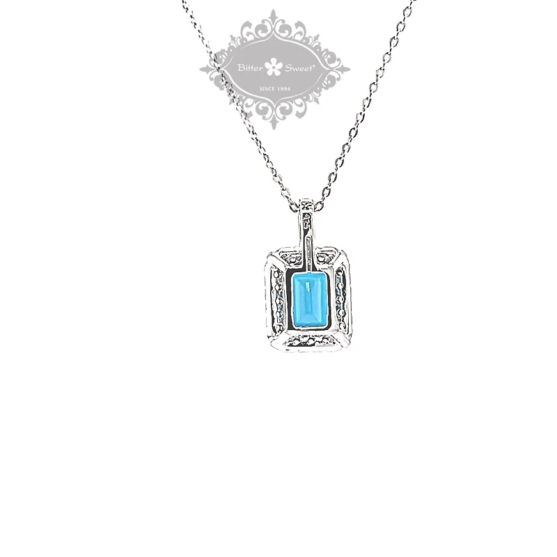 Sterling Silver Blue Cubic Zirconia Necklace 151551
