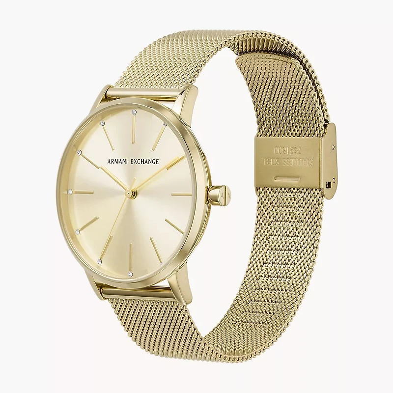 Armani Exchange Three-Hand Gold Mesh Steel Watch 154680