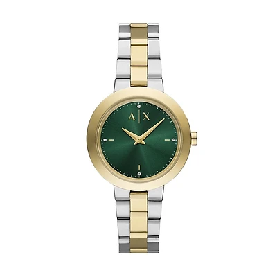 Armani Exchange Crystal Accent Two-Tone Green Dial 154682