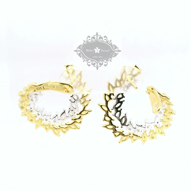 Gold Plated Sterling Silver Yellow Cubic Zirconia Earrings 153413