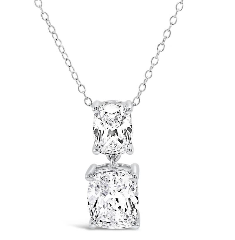 Sterling Silver Cushion  8x10mm Cubic  Zirconia Necklace 155485