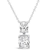 Sterling Silver Cushion  8x10mm Cubic  Zirconia Necklace 155485