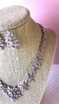 Bridal Silver Cubic Zirconia Necklace & Earrings Set