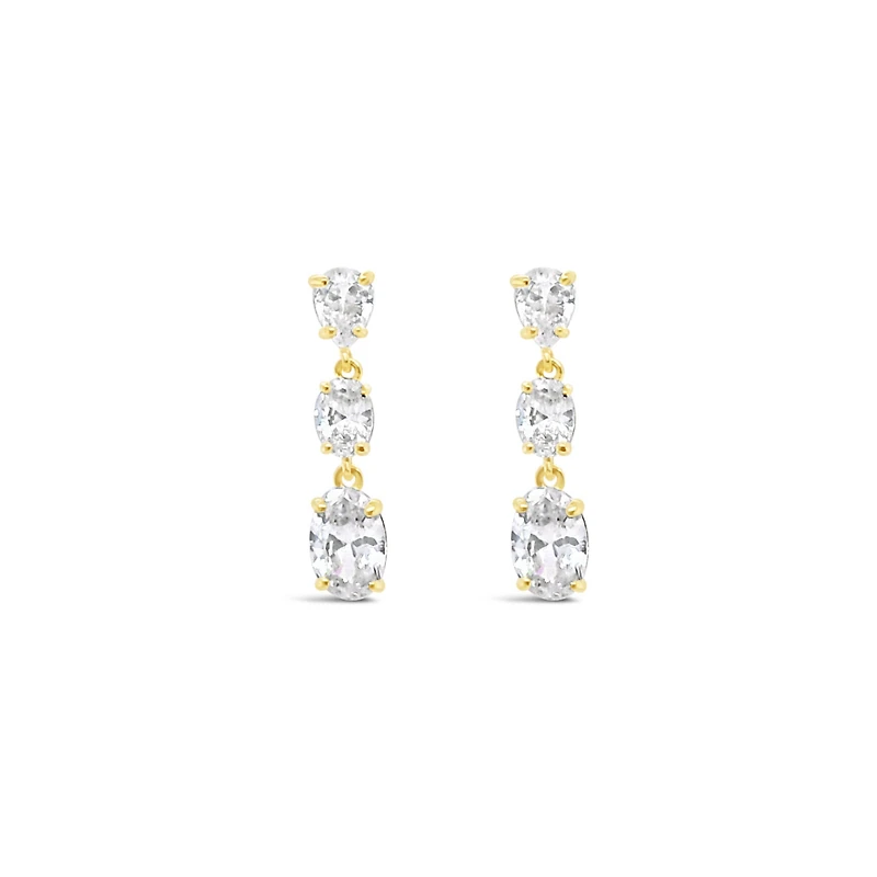 10k Yellow Gold Cubic Zirconia Oval Drop Earrings 155648