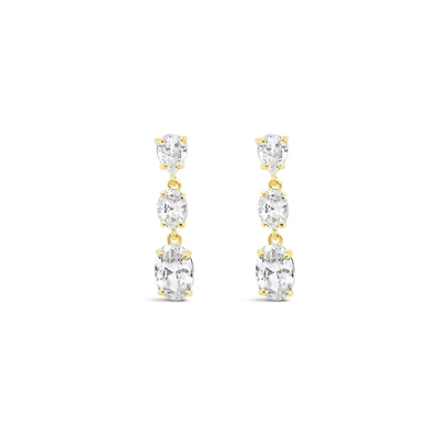 10k Yellow Gold Cubic Zirconia Oval Drop Earrings 155648