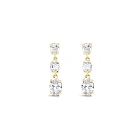 10k Yellow Gold Cubic Zirconia Oval Drop Earrings 155648