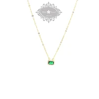 Gold Plated Sterling Silver Green Cubic Zirconia Necklace 152225