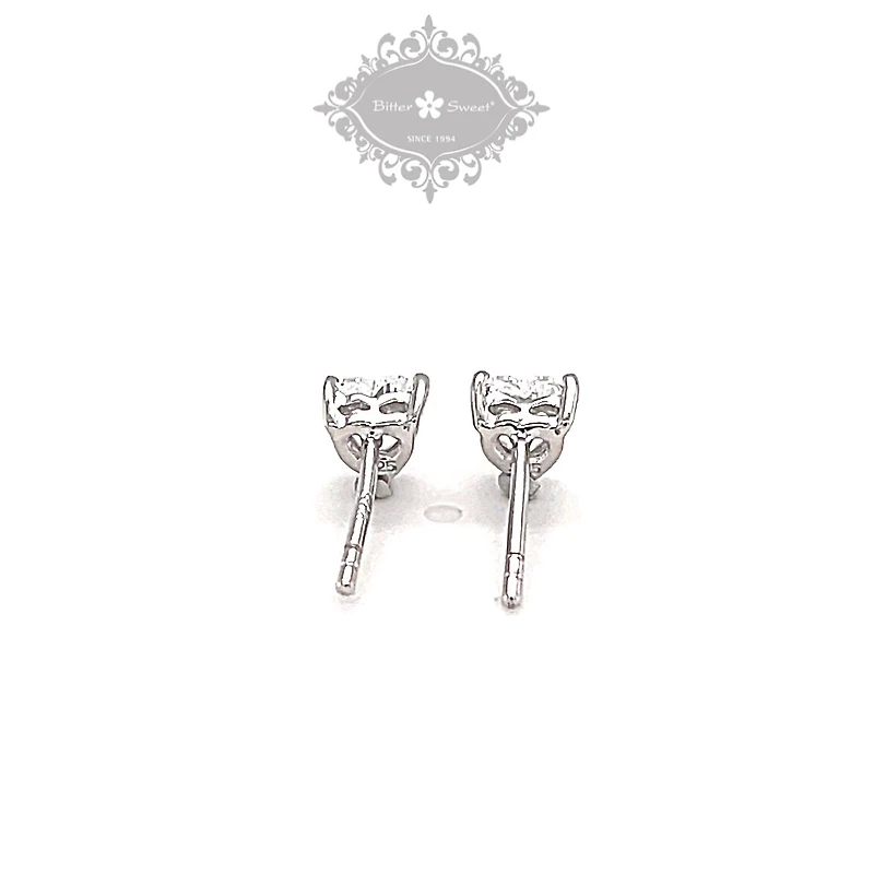 Sterling Silver Cubic Zirconia Heart Studs 119001