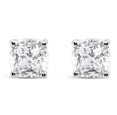 Sterling Silver Cubic Zirconia Cushion Studs 9mm 155215